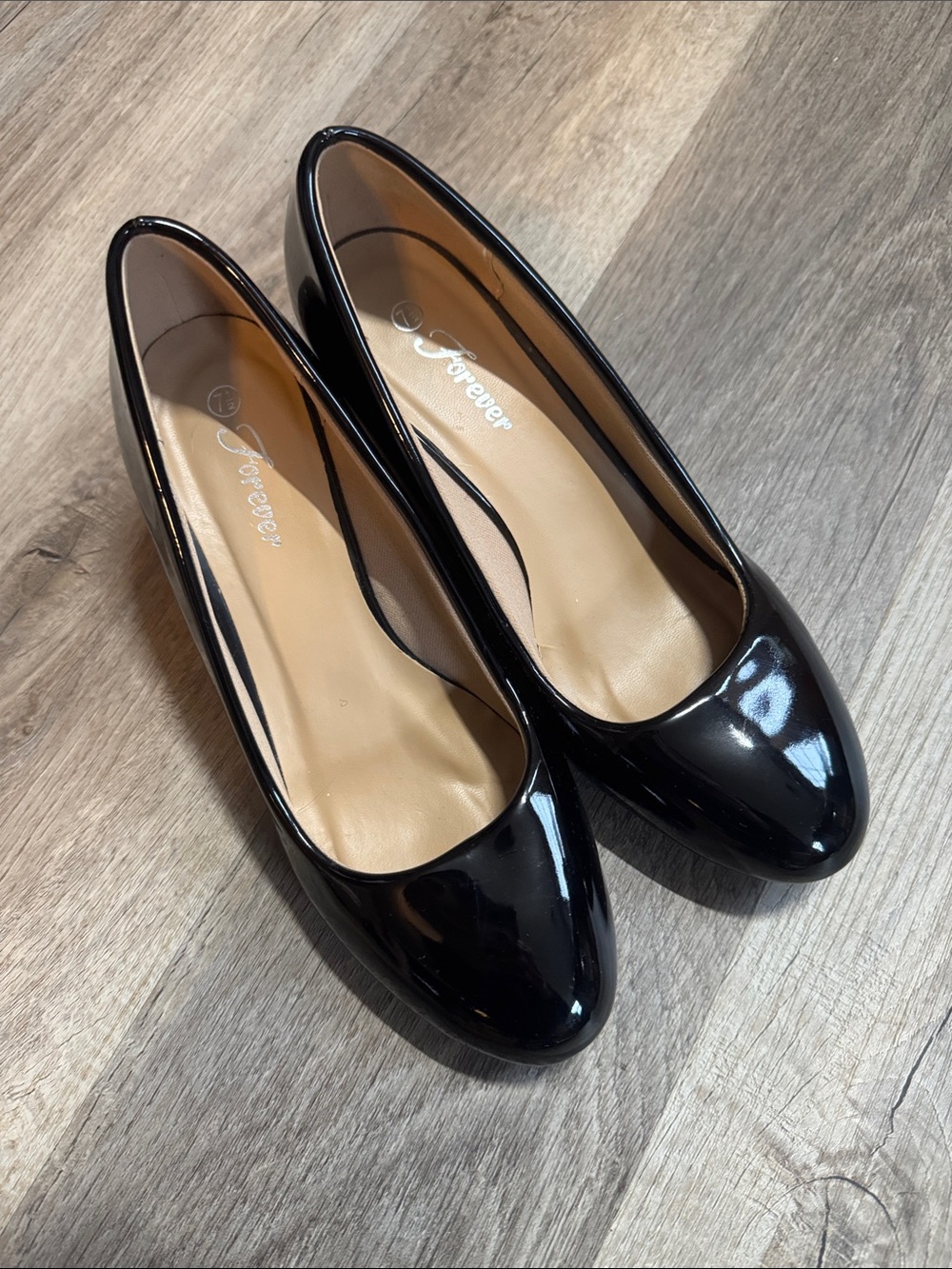 Forever Link Patent Wedge Pumps in Black US 7.5